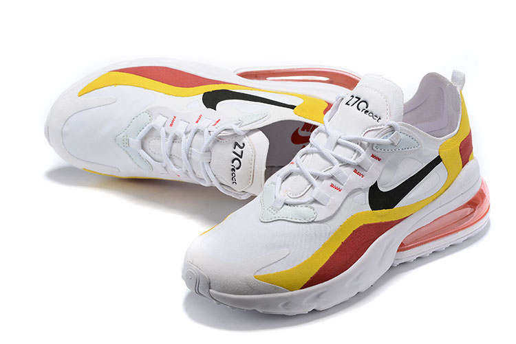 Nike Air Max 270 React White Yellow Red Shoes - Click Image to Close